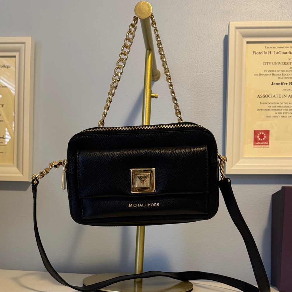 Michael Kors Black and Gold Crossbody Bag
